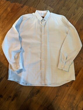 Johnston & Murphy Light Blue, Brown  and White Checked Dress Shirt